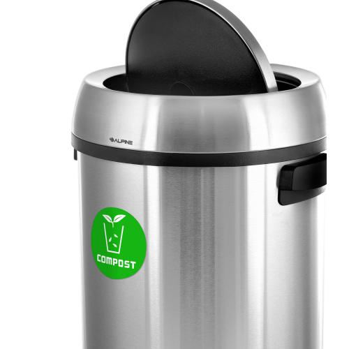 Alpine Industries 17 Gallon Stainless Steel Indoor Compost Receptacle with Swivel Lid